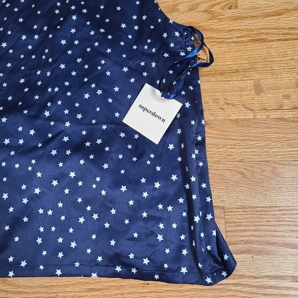 NEW Superdown XS Athena Overall Mini Dress in Blue Star Print - Picture 5 of 10